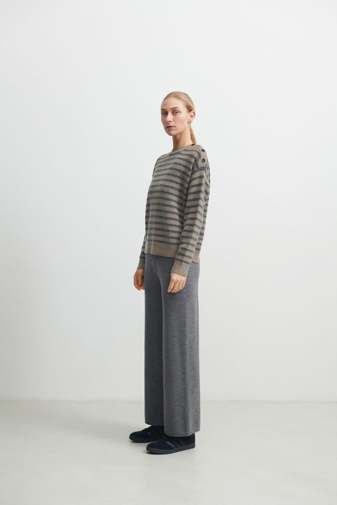 FUB Striped Crewneck Hazel/Grey Melange