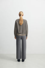 FUB Striped Crewneck Hazel/Grey Melange