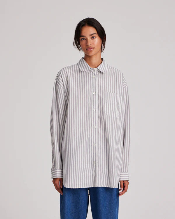 Gia + Lisva ASTRID SHIRT YARN DYED - WHITE/BLUE