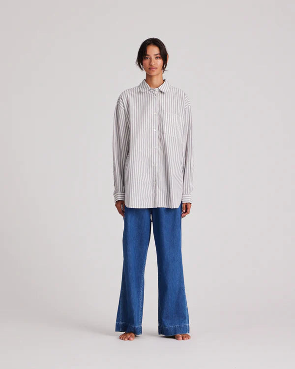 Gia + Lisva ASTRID SHIRT YARN DYED - WHITE/BLUE