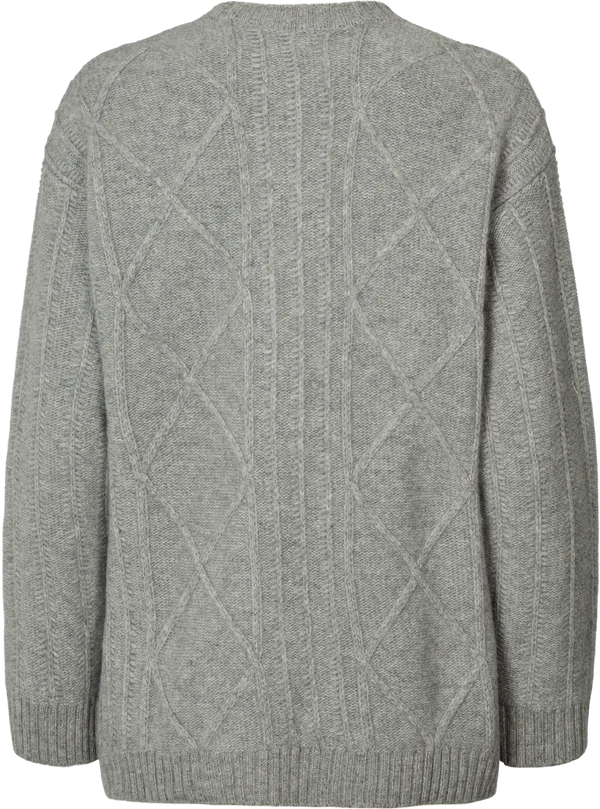 Gai + Lisva CLARA LAMBSWOOL CARDIGAN - GREY MELANGE