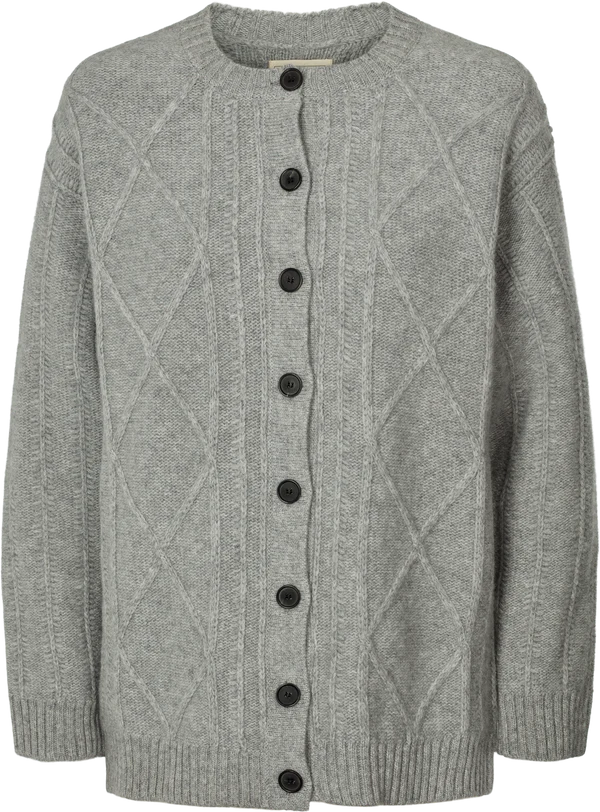 Gai + Lisva CLARA LAMBSWOOL CARDIGAN - GREY MELANGE