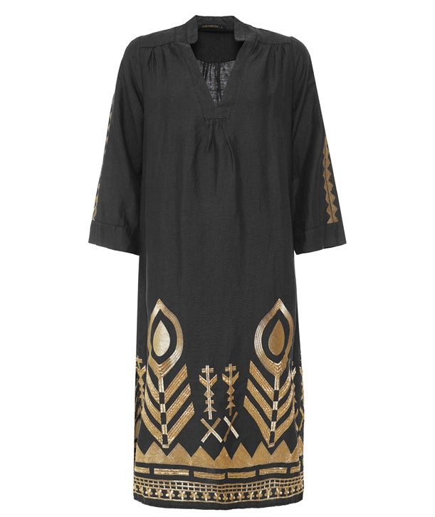 Greek Archaic Kori Dress Khaki Gold