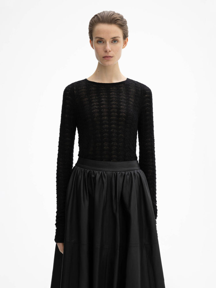 House of Dagmar Wool Lace Top Black
