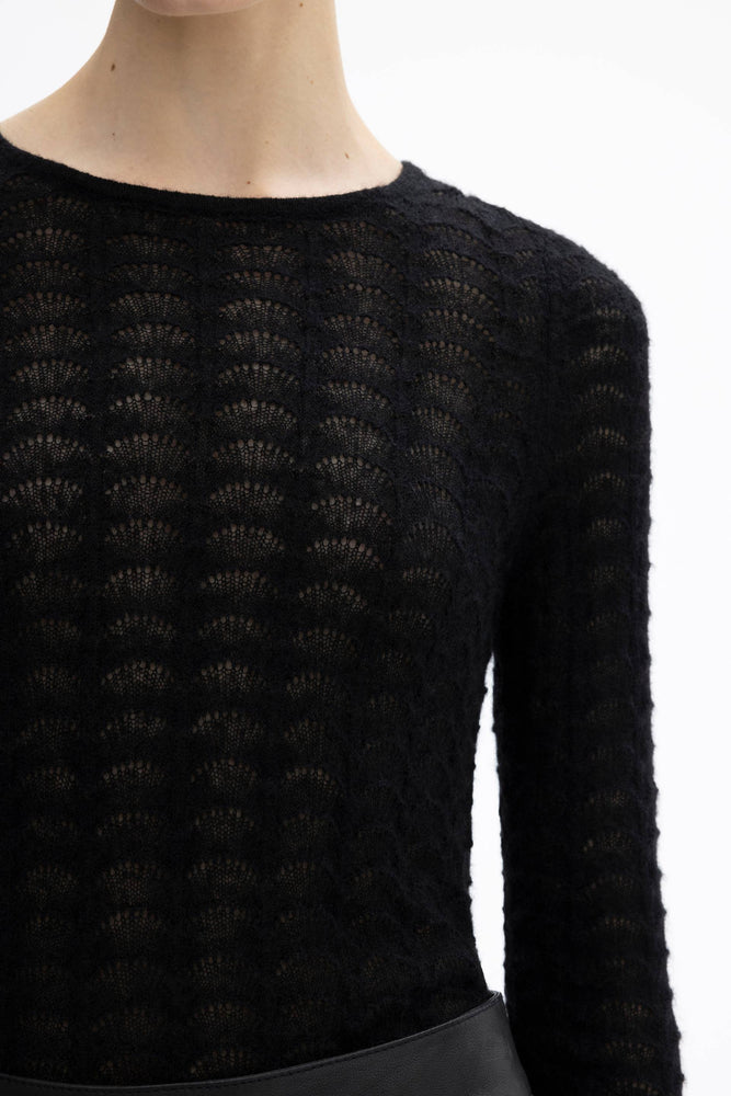 House of Dagmar Wool Lace Top Black