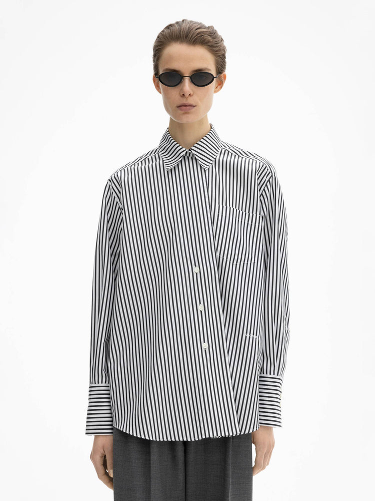 House of Dagmar Asymmetric Shirt Black White