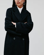 IVY OAK - Clara double breasted coat - Dark navy pinstripe