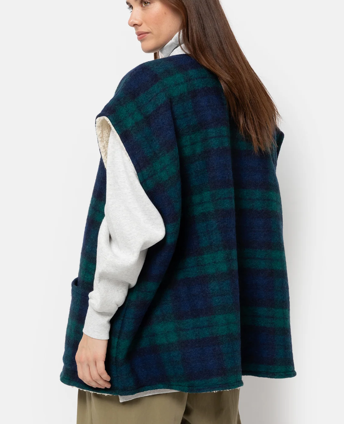 INES TEDDY OVERSIZED JACKET | BLUE CHECKS W/ TEDDY LINING
