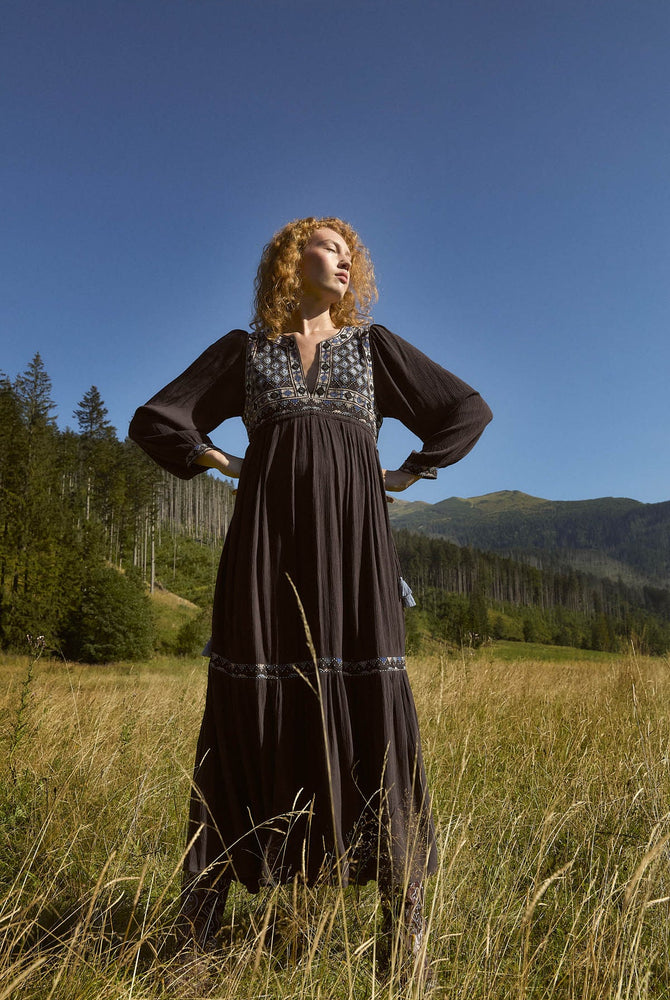 Louise Misha GABRIELLA DRESS Charcoal