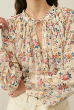 Louise Misha Nicoliana blouse - Cream retro garden