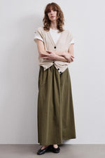 Pomandère Skirt in Cotton Gabardine Khaki