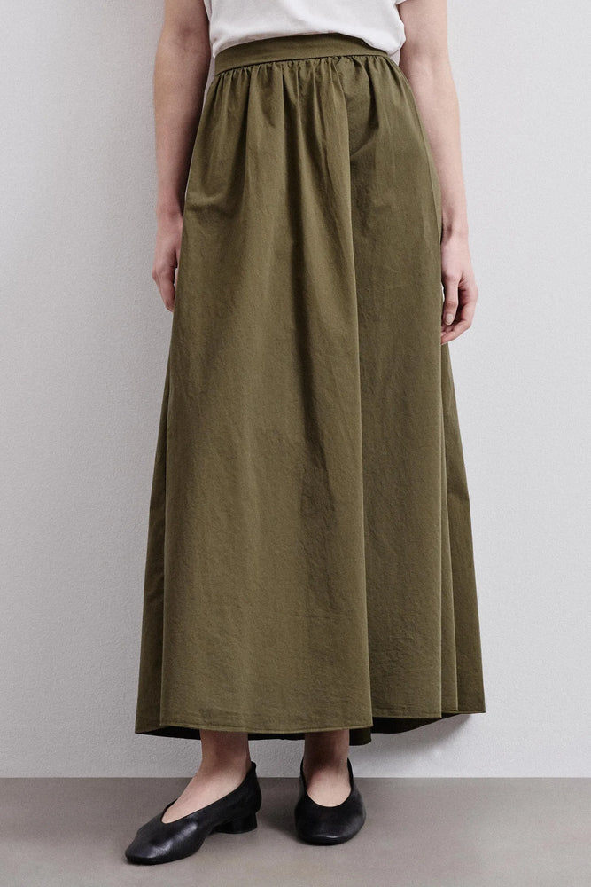 Pomandère Skirt in Cotton Gabardine Khaki