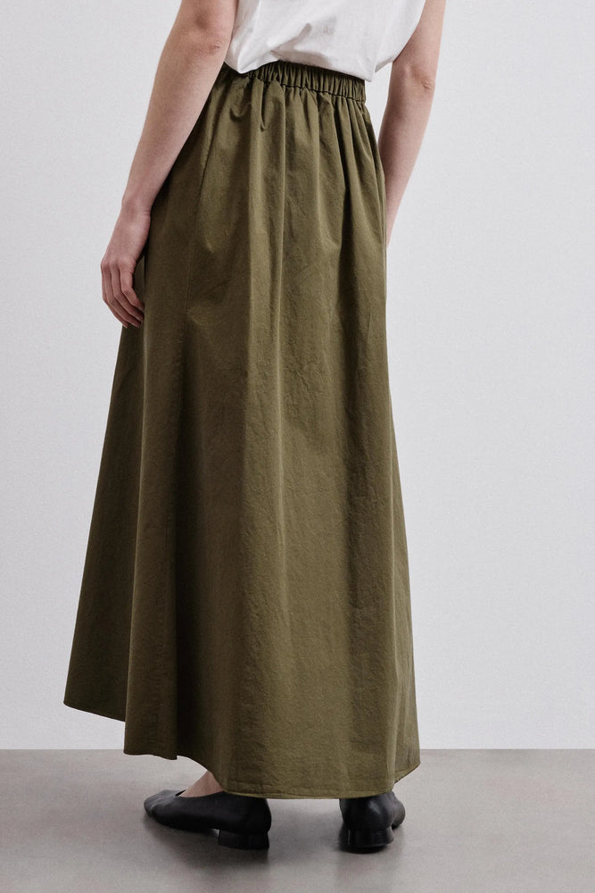 Pomandère Skirt in Cotton Gabardine Khaki