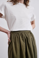 Pomandère Skirt in Cotton Gabardine Khaki