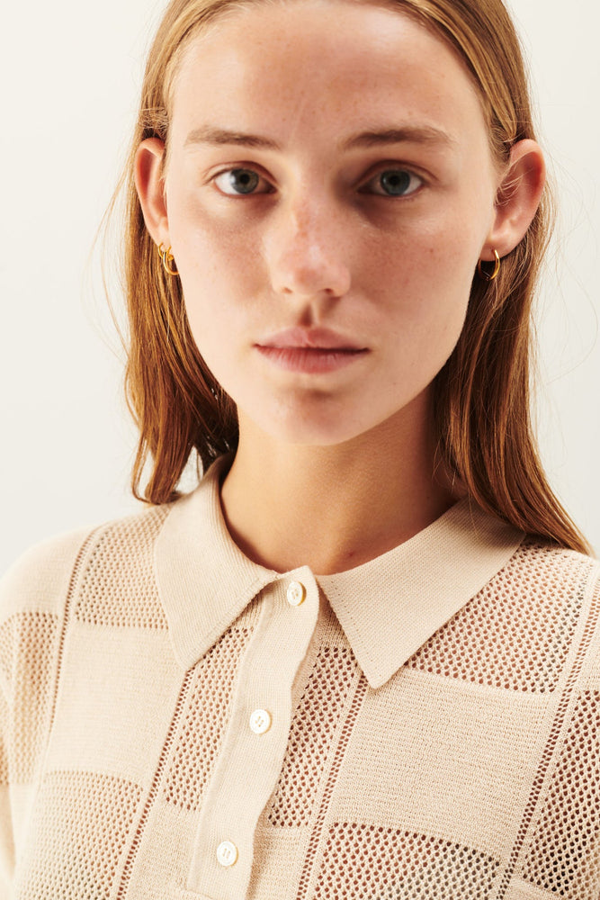 Rue De Tokyo Kuri Knit Polo - Ecru