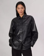 Rag and Bone Camilla Faux-Leather Shirt Jacket Black