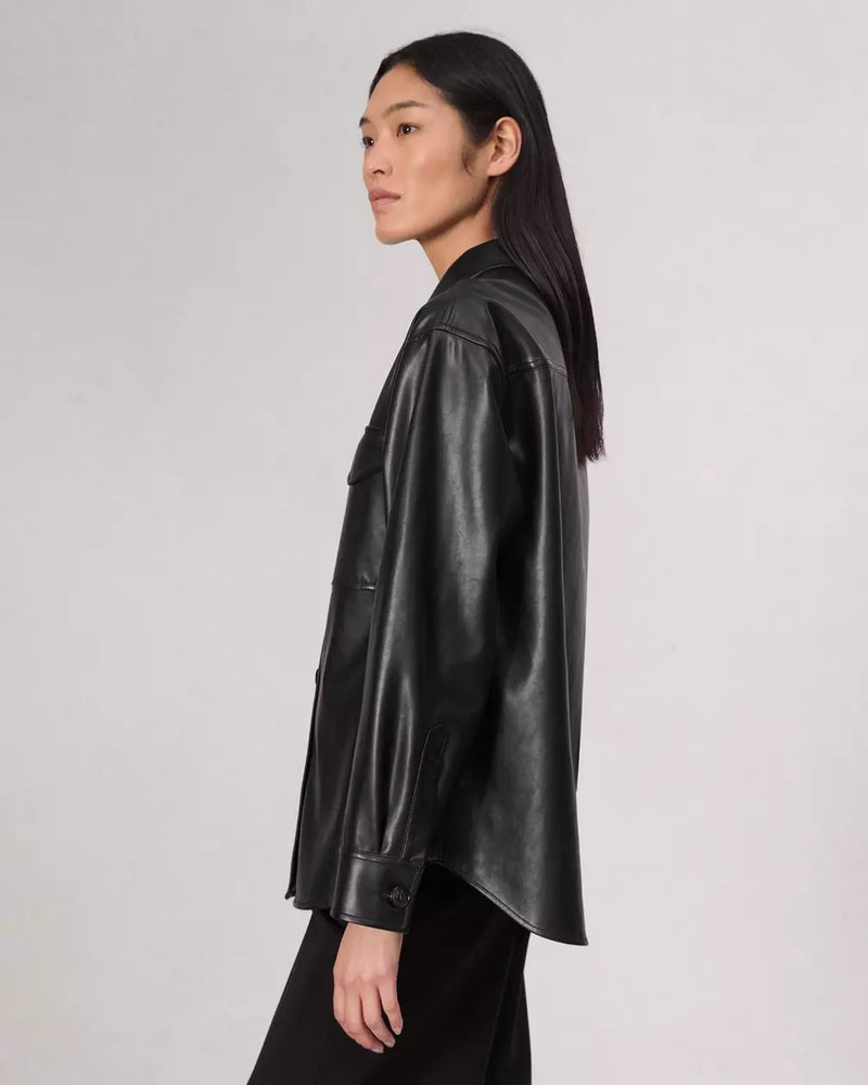 Rag and Bone Camilla Faux-Leather Shirt Jacket Black