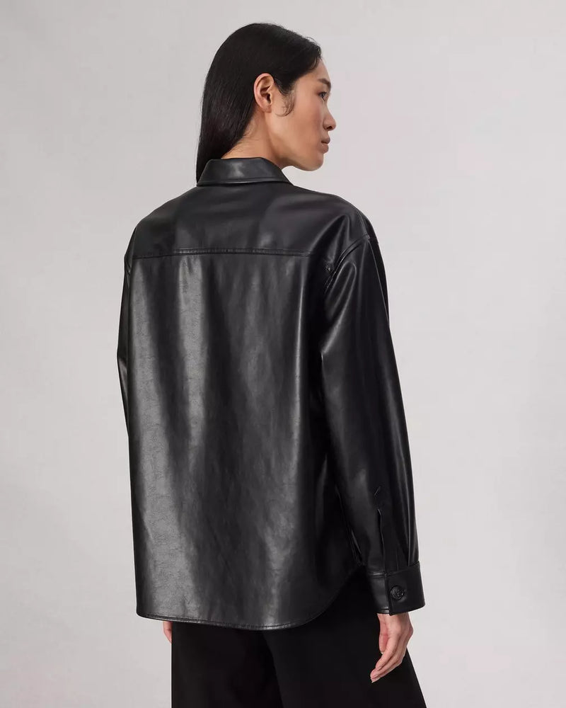 Rag and Bone Camilla Faux-Leather Shirt Jacket Black