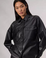 Rag and Bone Camilla Faux-Leather Shirt Jacket Black