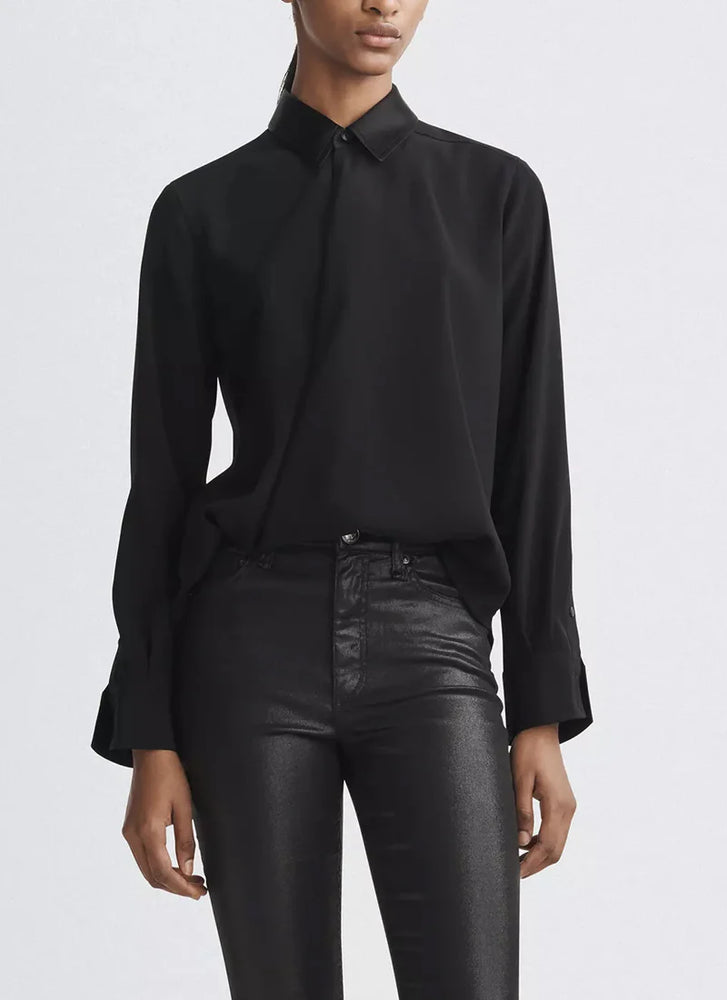 Rag & Bone Phillipa Satin Blouse Black