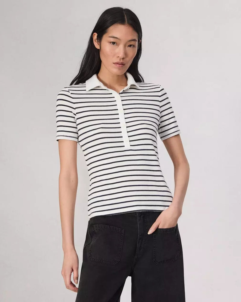 Rag & Bone The Knit Button Top White/Navy