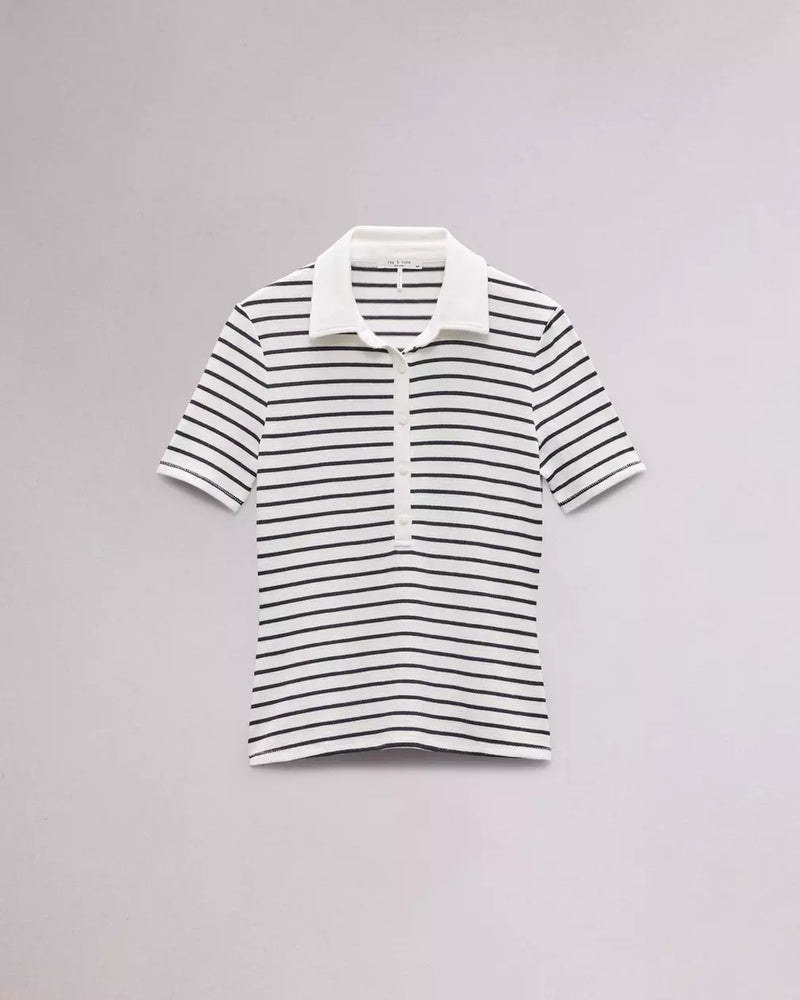 Rag & Bone The Knit Button Top White/Navy