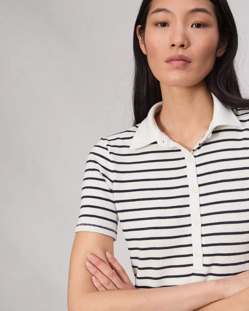 Rag & Bone The Knit Button Top White/Navy