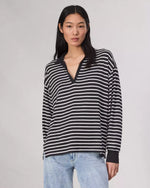 Rag and Bone The Knit Polo Striped Black/White