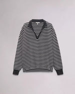 Rag and Bone The Knit Polo Striped Black/White