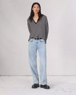Rag and Bone The Knit Polo Striped Black/White