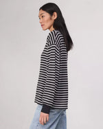 Rag and Bone The Knit Polo Striped Black/White