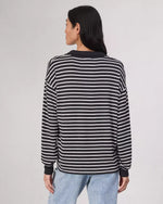 Rag and Bone The Knit Polo Striped Black/White