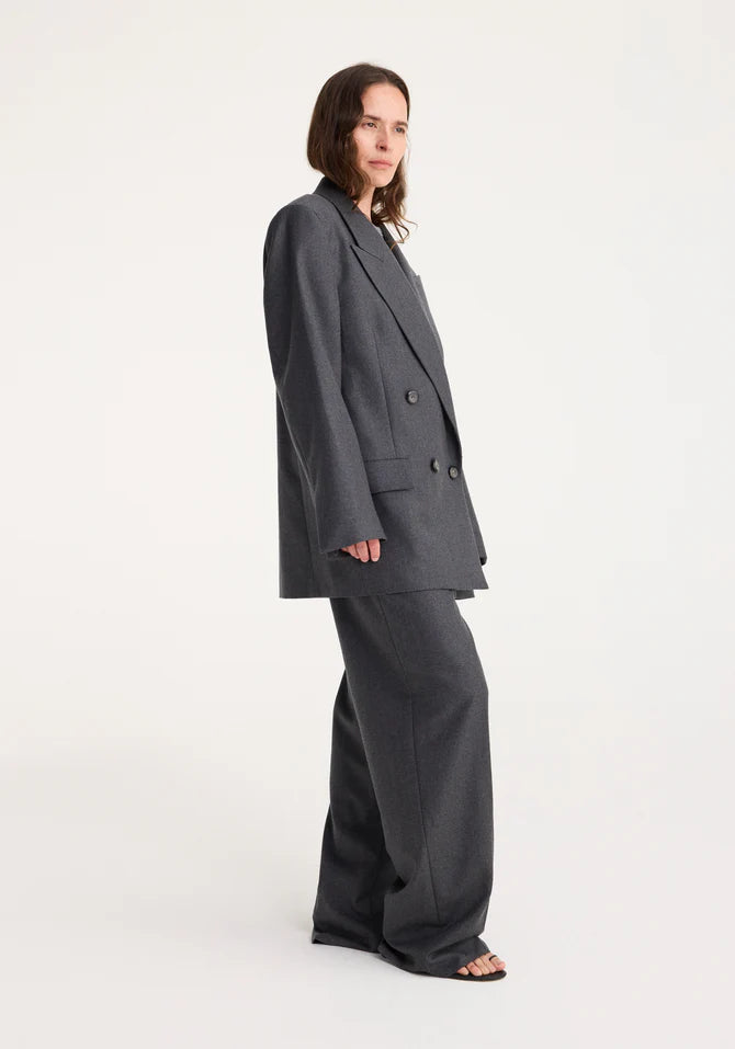 Róhe Double Breasted Tailored Jacket Dark Grey Melange