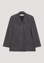 Róhe Double Breasted Tailored Jacket Dark Grey Melange