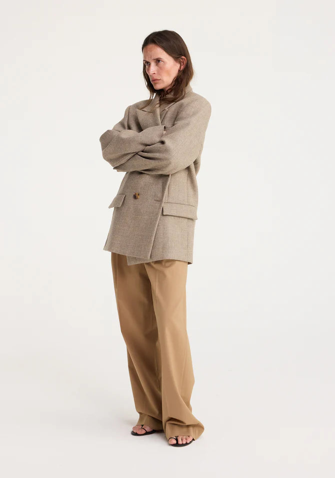 Róhe Double Breasted Tailored Jacket Hazelnut Melange