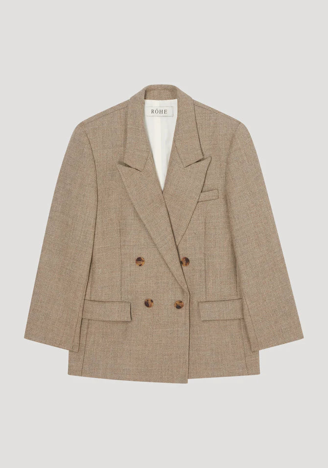 Róhe Double Breasted Tailored Jacket Hazelnut Melange