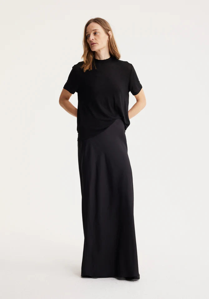 Róhe Long Satin Skirt Noir