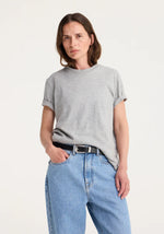 Róhe Slub Melange Cotton T-Shirt Light Grey Melange