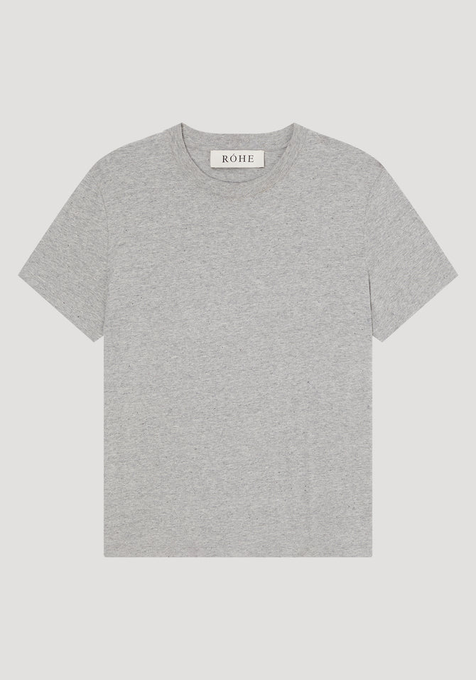 Róhe Slub Melange Cotton T-Shirt Light Grey Melange