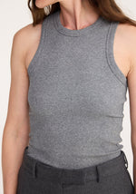 Róhe Ribbed Cotton Tank Top Dark Grey Melange