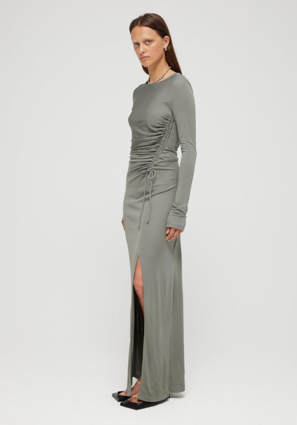 Róhe Dress Drawstring Jersey Dress Cold Grey