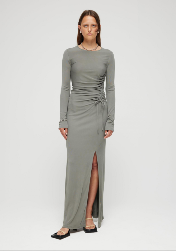 Rhe Dress Drawstring Jersey Dress Cold Grey Peony Rouge Rhe Dress Drawstring Jersey Dress Cold Grey Peony Rouge