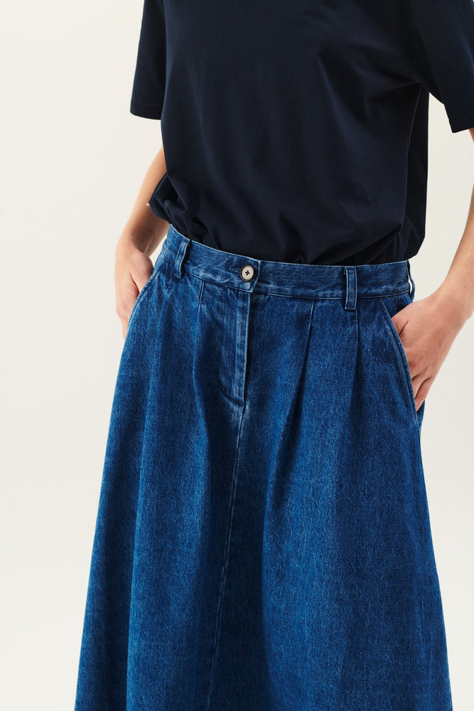 Rue De Tokyo PEN Denim Skirt - Washed Indigo