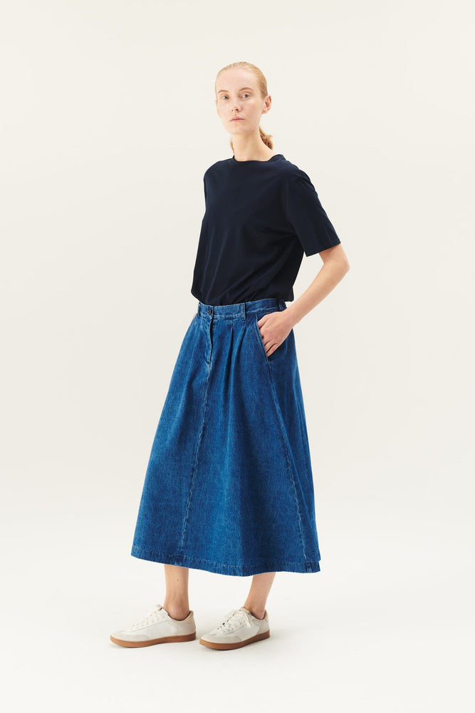 Rue De Tokyo PEN Denim Skirt - Washed Indigo