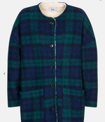 Hannah Teddy Oversized Jacket | Blue & Green Checks w/ Teddy Lining