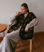 Âme Antwerp Ines Teddy Oversized Jacket Brown Checked Wooly Jacket