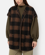 Âme Antwerp Ines Teddy Oversized Jacket Brown Checked Wooly Jacket