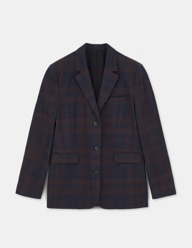 Aiayu Mason jacket check mix navy