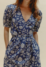 Emile & Ida WHITE AND BLUE FLORAL WRAP DRESS