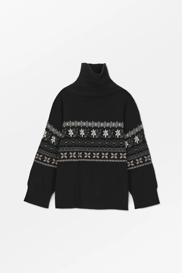 Skall Studio Leonora turtleneck - Black/Grey jacquard